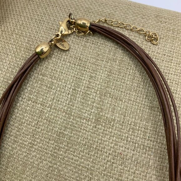 Lia Sophia Buona Sera Faux Amber Glass Multi Leather Cord Necklace - Picture 4 of 5